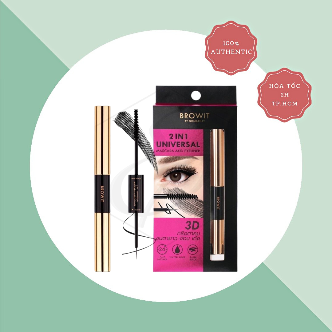 Chuốt Mi và Kẻ Mắt Hai Đầu Browit By Nongchat 2 in 1 Universal Mascara And Eyeliner #Jet Black